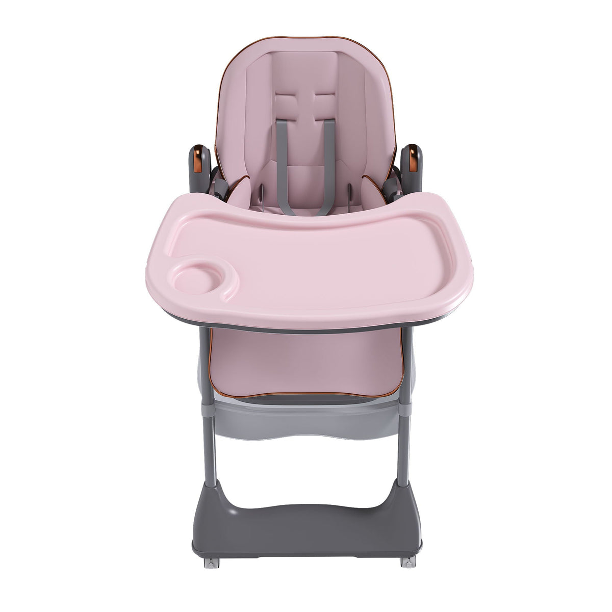 Adjustable Baby High Chair 0-6 Years, Portable Infant Feeding Seat With Safety Belt, Silent Lockable Wheels