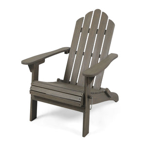 Outdoor Foldable Adirondack Chair With Hand Crafted Details - Gray