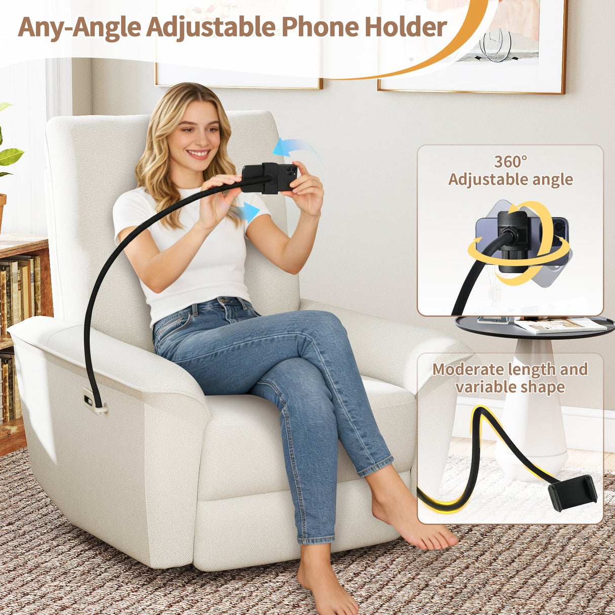 270° Power Swivel Rocker Recliner Chair with Phone Holder