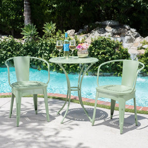 Ambrosia 3 Piece Bistro Set With Leaf Motifs Top And Seat