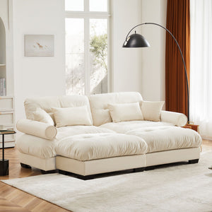 Oversized Modular Sectional Sofa with Movable Ottoman - Fabric, Multiple Colors