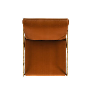 Hammered Brass Upholstered Accent Arm Chair with Performance Upholstery - Orange or Dark Green