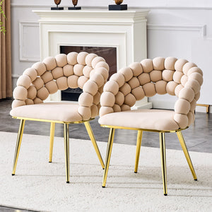 Puffy Bubble Ball Chain Chairs for Dining Room (Set of 2)