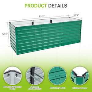 Ergonomic Metal Raised Garden Bed 2-Pack with Open Base - Green