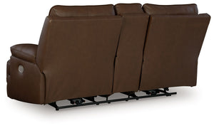 Vonryan - Power Reclining Loveseat With Console / Adj Headrest - Tobacco