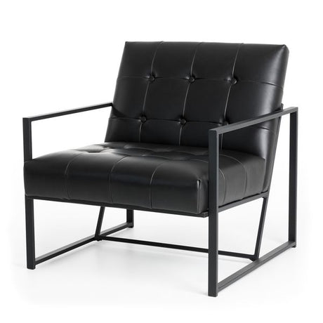Glitzhome mid century accent chairs with armrest, metal frame & faux leather