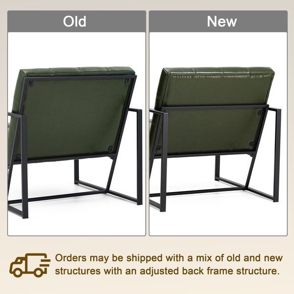Glitzhome mid century accent chairs with armrest, metal frame & faux leather