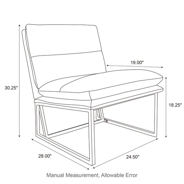 Glitzhome coffee thick leatherette accent chair with metal frame& backrest