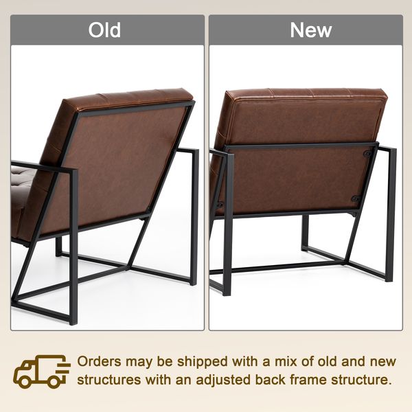 Glitzhome mid century accent chairs with armrest, metal frame & faux leather