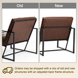 Glitzhome mid century accent chairs with armrest, metal frame & faux leather
