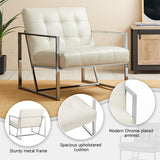 Glitzhome mid century accent chairs with armrest, metal frame & faux leather