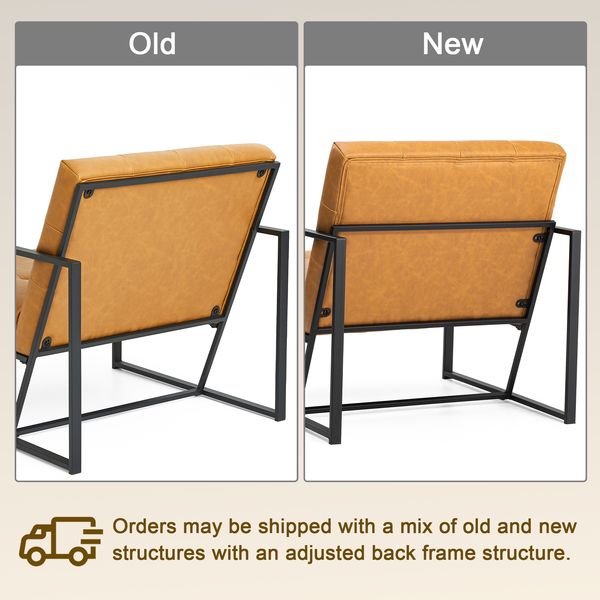 Glitzhome mid century accent chairs with armrest, metal frame & faux leather