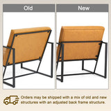 Glitzhome mid century accent chairs with armrest, metal frame & faux leather