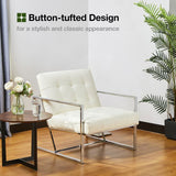 Glitzhome mid century accent chairs with armrest, metal frame & faux leather