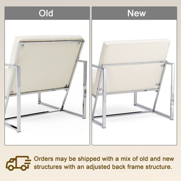 Glitzhome mid century accent chairs with armrest, metal frame & faux leather