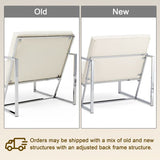 Glitzhome mid century accent chairs with armrest, metal frame & faux leather
