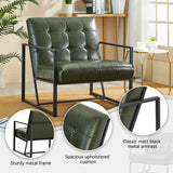 Glitzhome mid century accent chairs with armrest, metal frame & faux leather