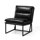 glitzhome Black Thick Leatherette Accent Chair with Metal Frame& Backrest