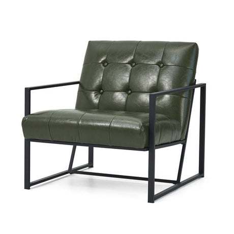 Glitzhome mid century accent chairs with armrest, metal frame & faux leather