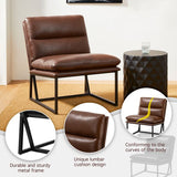 Glitzhome coffee thick leatherette accent chair with metal frame& backrest