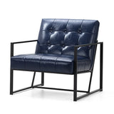 Glitzhome Mid Century Navy Blue Accent Chairs With Armrest, Metal Frame & Faux Leather