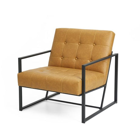 Glitzhome mid century accent chairs with armrest, metal frame & faux leather