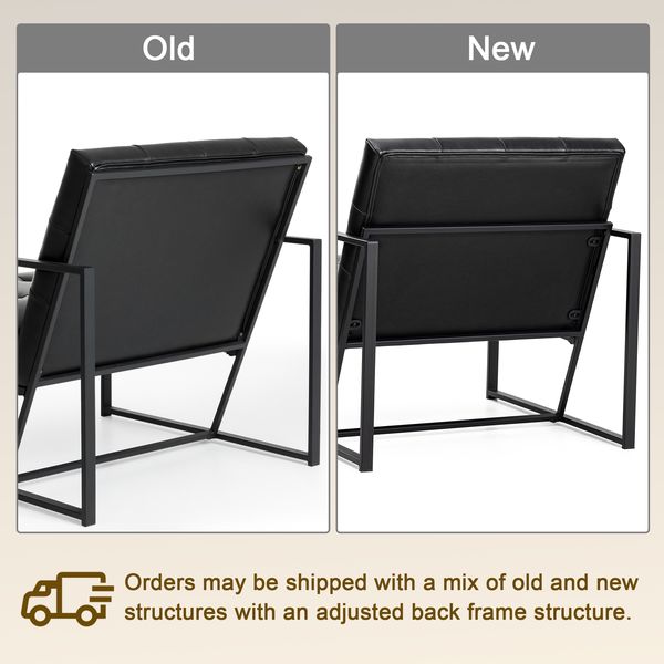 Glitzhome mid century accent chairs with armrest, metal frame & faux leather