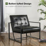 Glitzhome mid century accent chairs with armrest, metal frame & faux leather