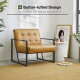 Glitzhome mid century accent chairs with armrest, metal frame & faux leather