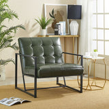 Glitzhome mid century accent chairs with armrest, metal frame & faux leather