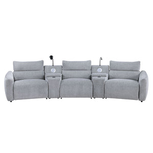 Fullar - Modular Power Motion Armless Recliner - Light Gary Chenille