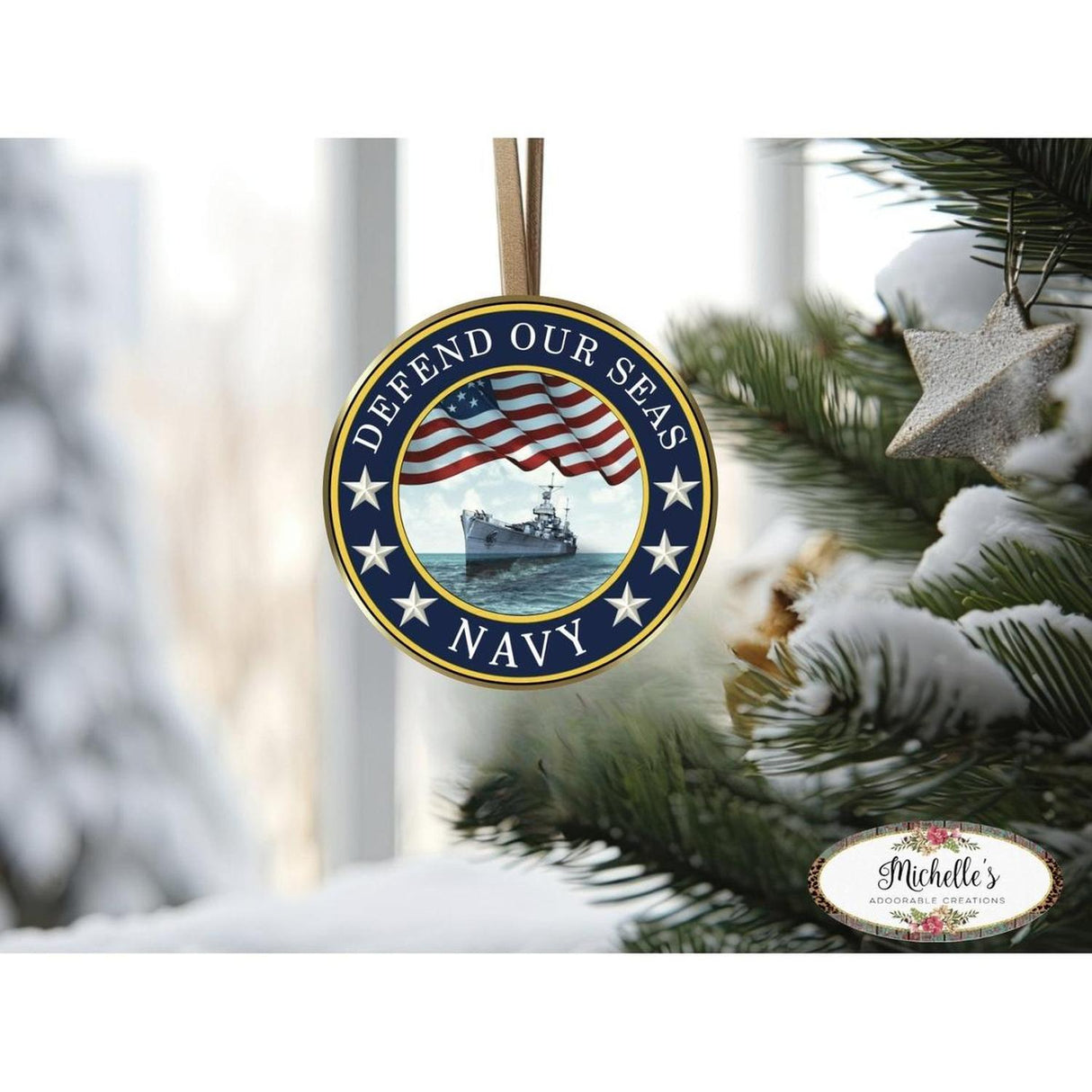 Defend Our Seas US Navy Round Sign