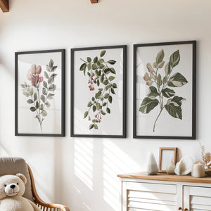 Floral Set of 3 Piece Wall Art. Magnolia, Honeysuckle Prints