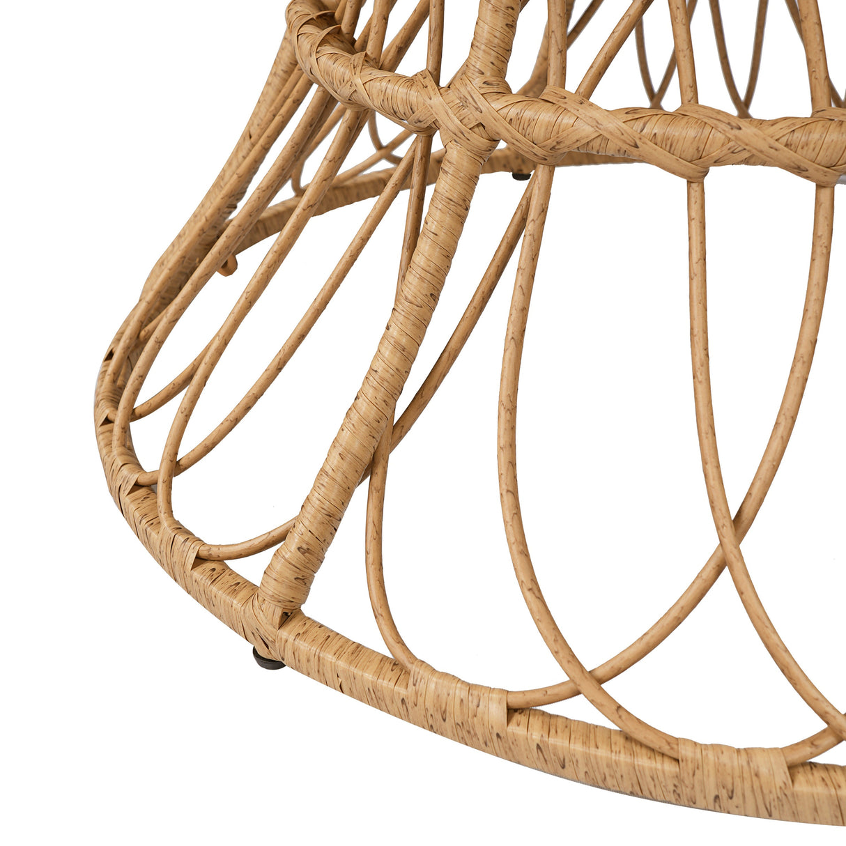 Durable Outdoor Dining Table with Round Acacia Wood Top and Wicker Base