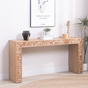 Rustic Wood Console Table with Natural Log Accents – 62 Entryway Table, Narrow Sofa Table, Hallway Accent Table – Modern Farmhouse Style