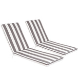 2PC Outdoor Lounge Cushion Replacement - grey and white stripe 74" length