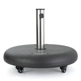 Modern Wheelie Round Umbrella Base with Stainless Steel Holder in Black Concrete