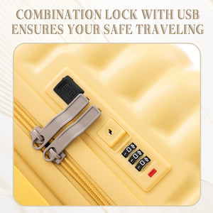 3-Piece ABS Spinner Wheel Luggage Set in Yellow