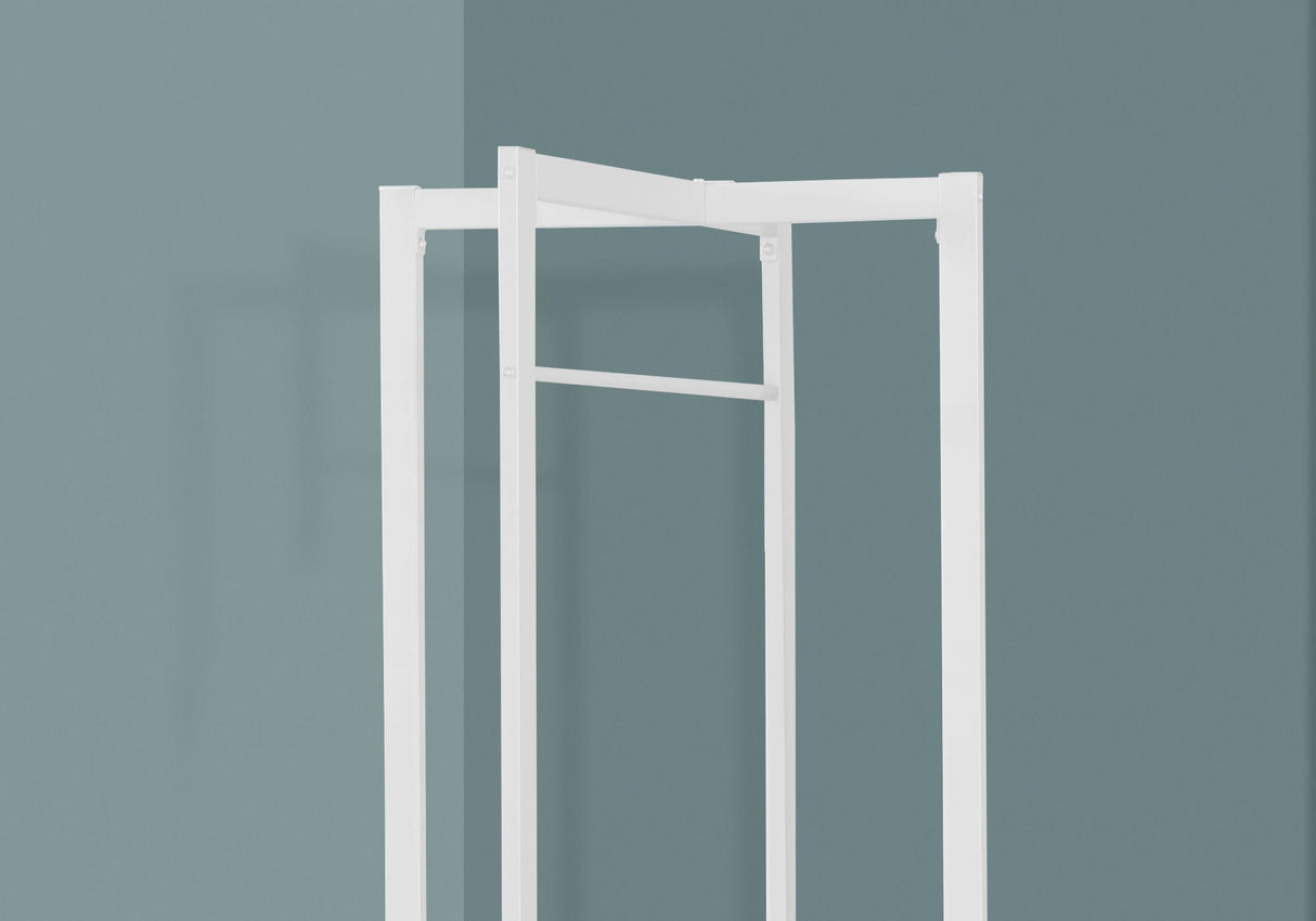 Coat Rack Hall Tree Free Standing Hanging Bar Entryway White