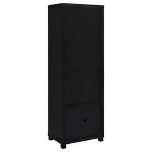 Sandl - 3 Shelf Media Tower With Cabinet Storage Solution - Black