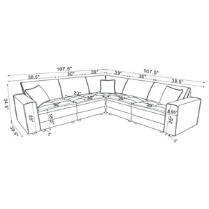 Azure - 5 Piece Upholstered Modular Sectional Sofa - Blue