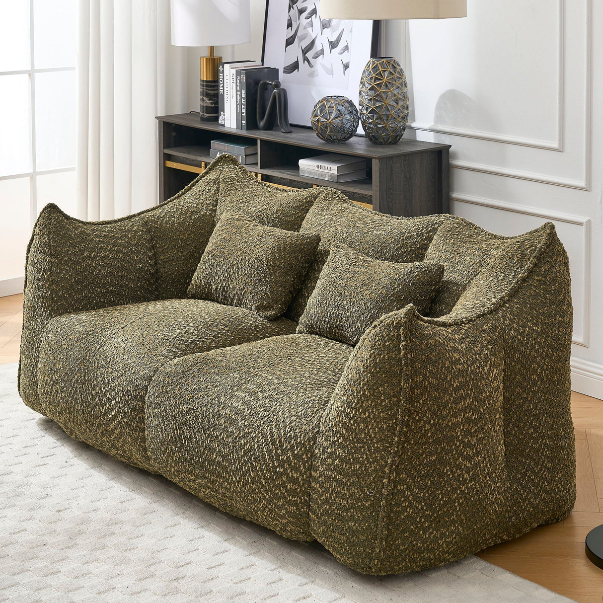 Comfortable Dual Beanbag Chair With High Resilience Foam Core For 2 People