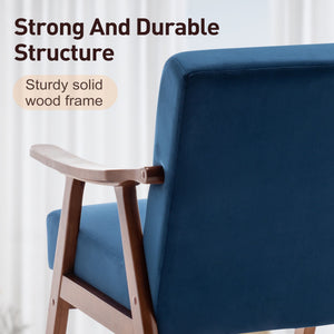 Mid Century Modern Accent Chair With Solid Wood Frame And Extra Thick Backrest