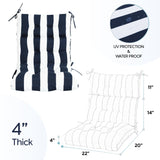 2-Piece High Back Chair Cushion Set, Navy Blue/White
