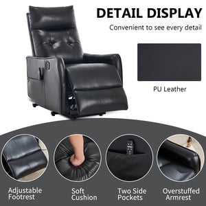 Black PU Single Motor Power Lift Recliner Chair