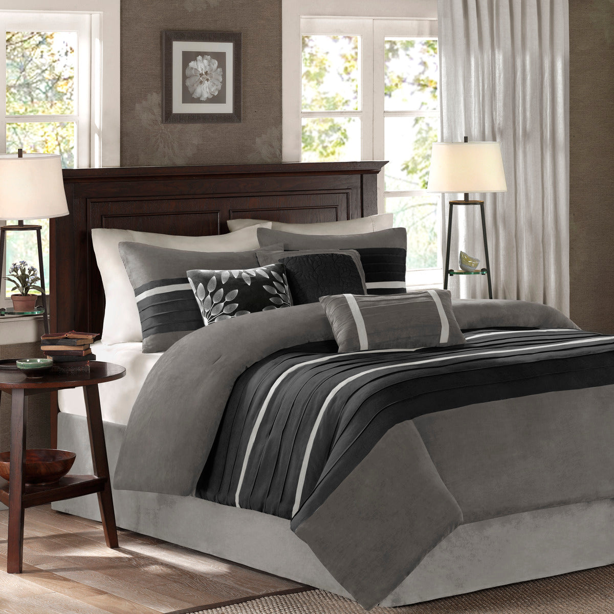 7 PC Pieced Faux Suede Comforter Set