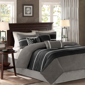 7 PC Pieced Faux Suede Comforter Set