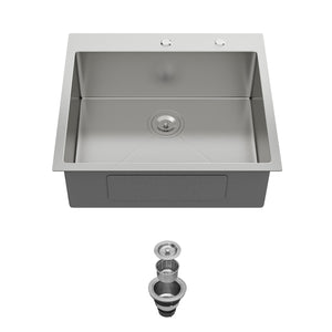 24 x 18 x 9 Inch Kitchen Sink Drop-In 16 Gauge Stainless Steel
