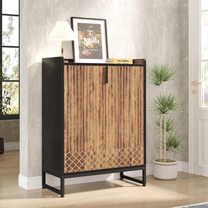 5 Tier Shoe Cabinet With Doors, Compact Entryway Storage Organizer