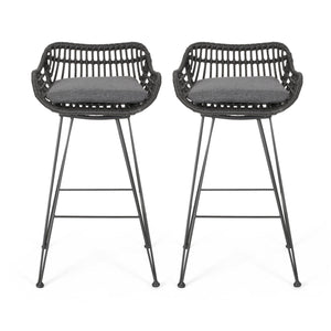 Outdoor Rattan Bar Chair With Metal Legs